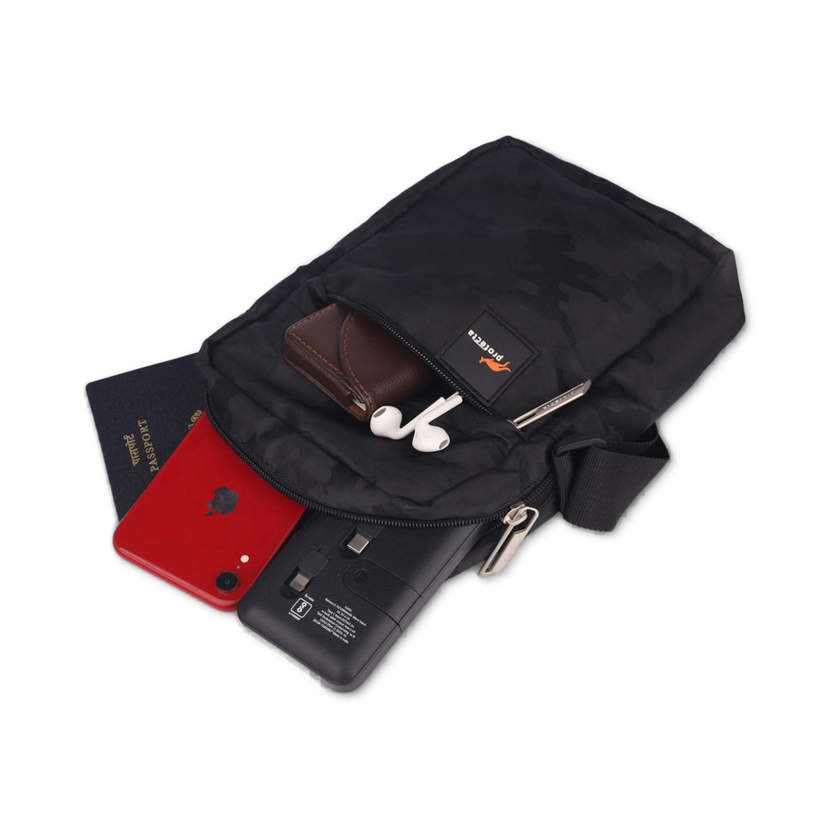 Black| Protecta Camo Unisex Sling Bag-5