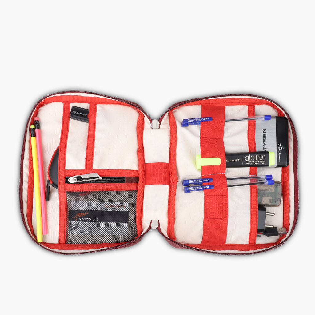 Rust Red | Protecta Mr Organiser Electronic Accessory Bag-1