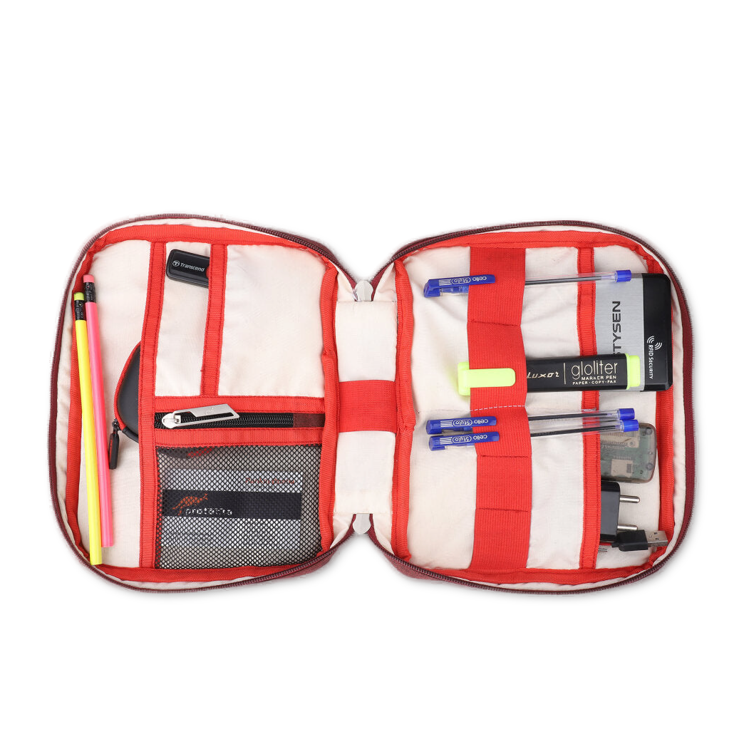 Rust Red | Protecta Mr Organiser Electronic Accessory Bag-1