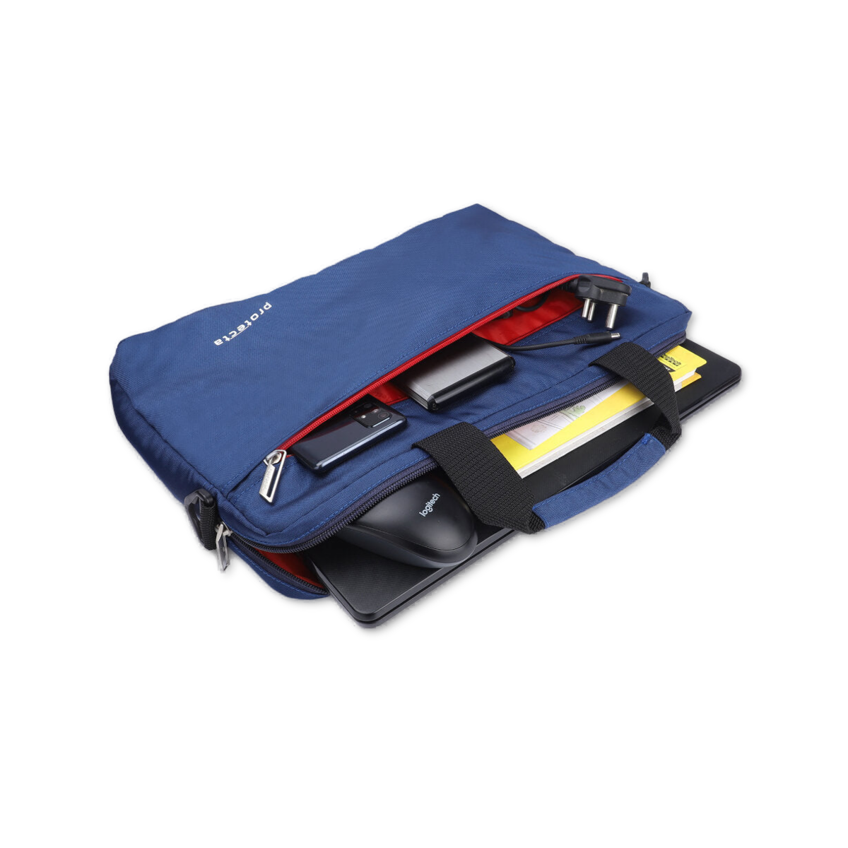 Navy-Red | Protecta Staunch Ally Lite Slim Office Laptop Bag-1