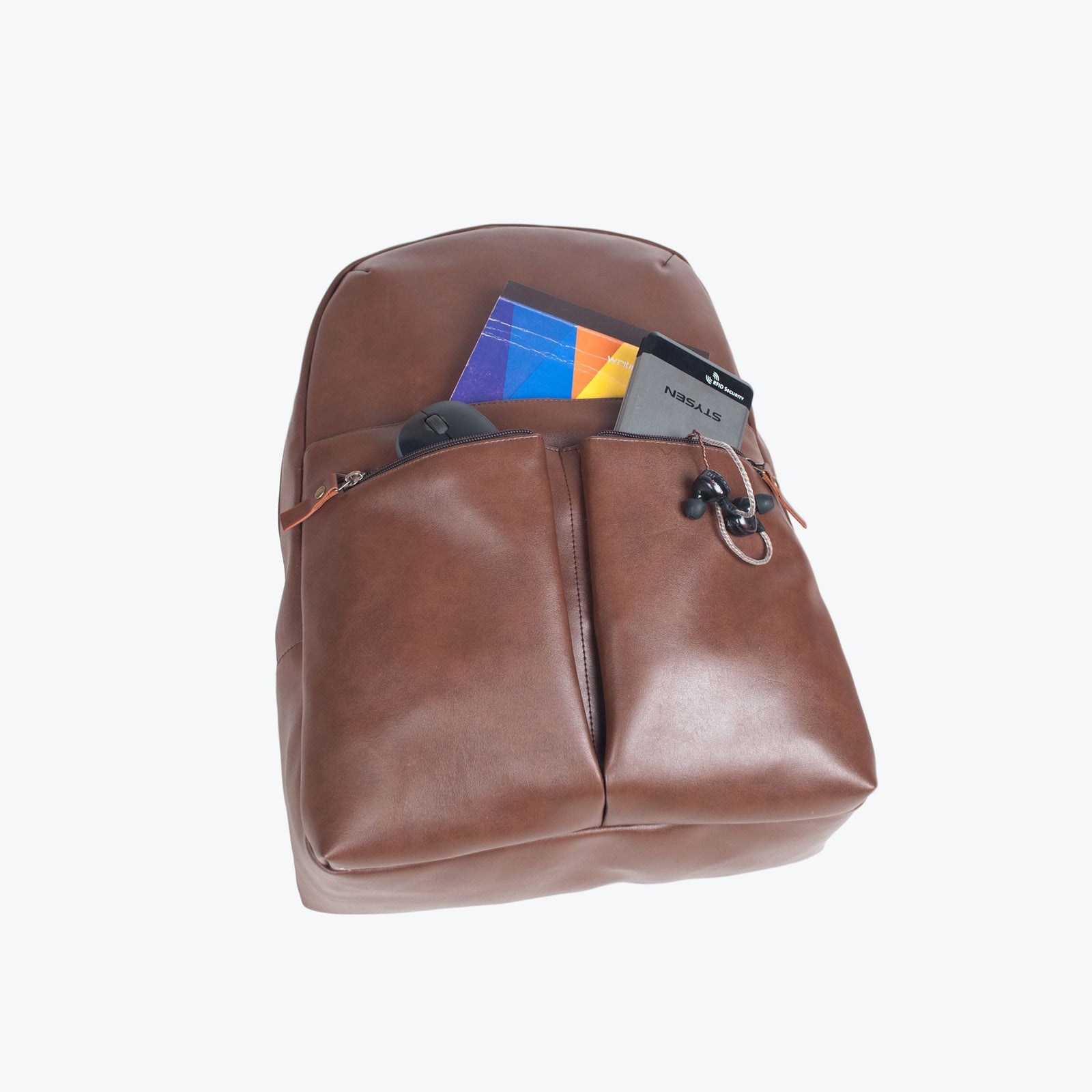 Brown | Protecta Ultra Chic Vegan Leather Laptop Backpack-4