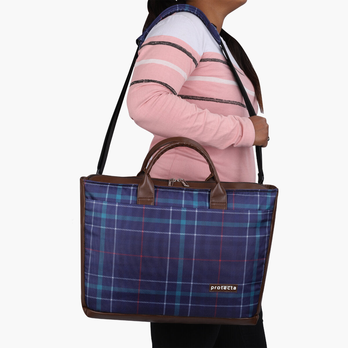 Plaid Print | Protecta Evenly Poised Office Laptop Bag for Women - 7