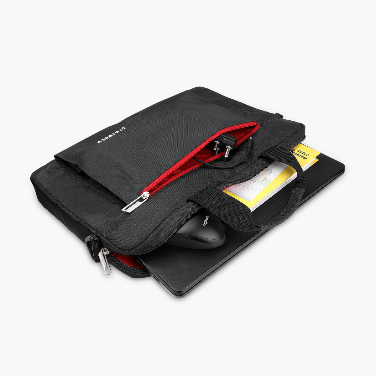 Black-Red | Protecta Headquarter Lite Slim Office Laptop Bag-1
