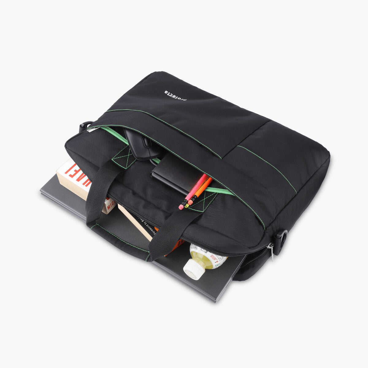 Black-Green | Protecta Pace Laptop Office Bag-1