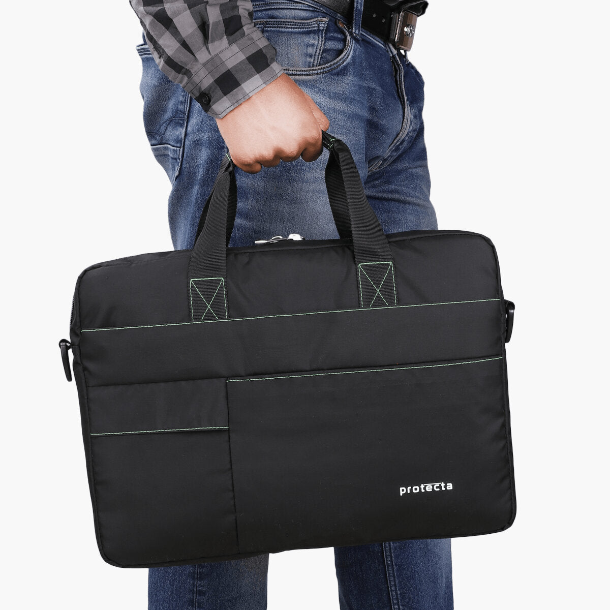 Black-Green | Protecta Pace Laptop Office Bag-7