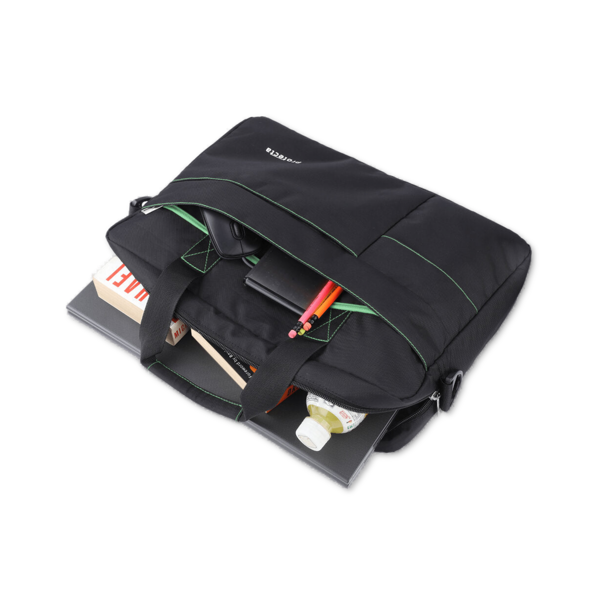 Black-Green | Protecta Pace Laptop Office Bag-1
