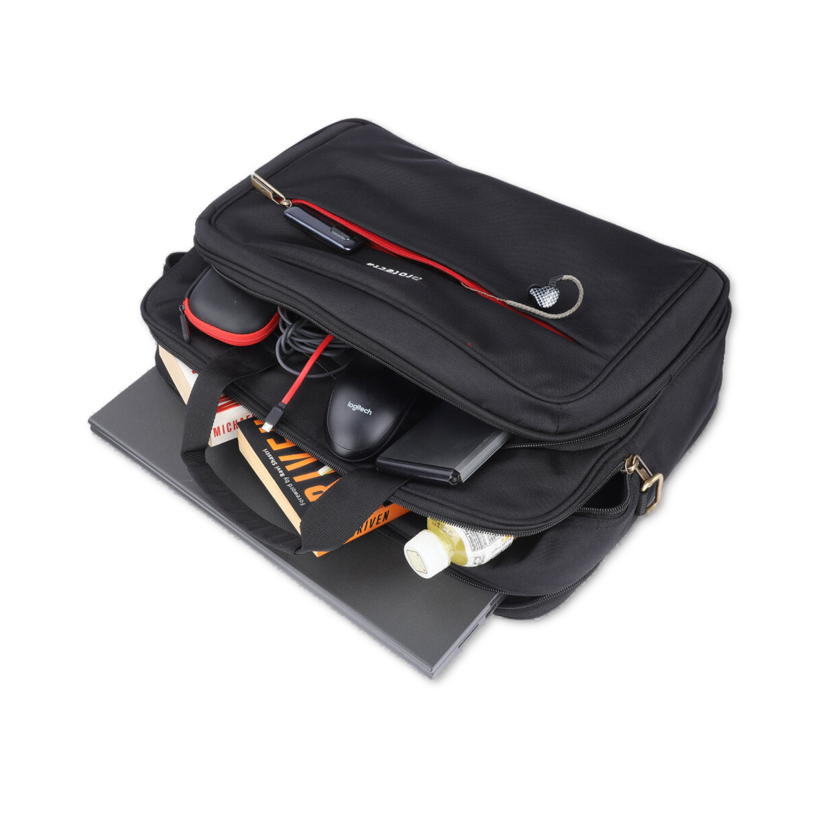 Black-Red, Protecta Staunch Ally Travel & Offfice Laptop Bag-5