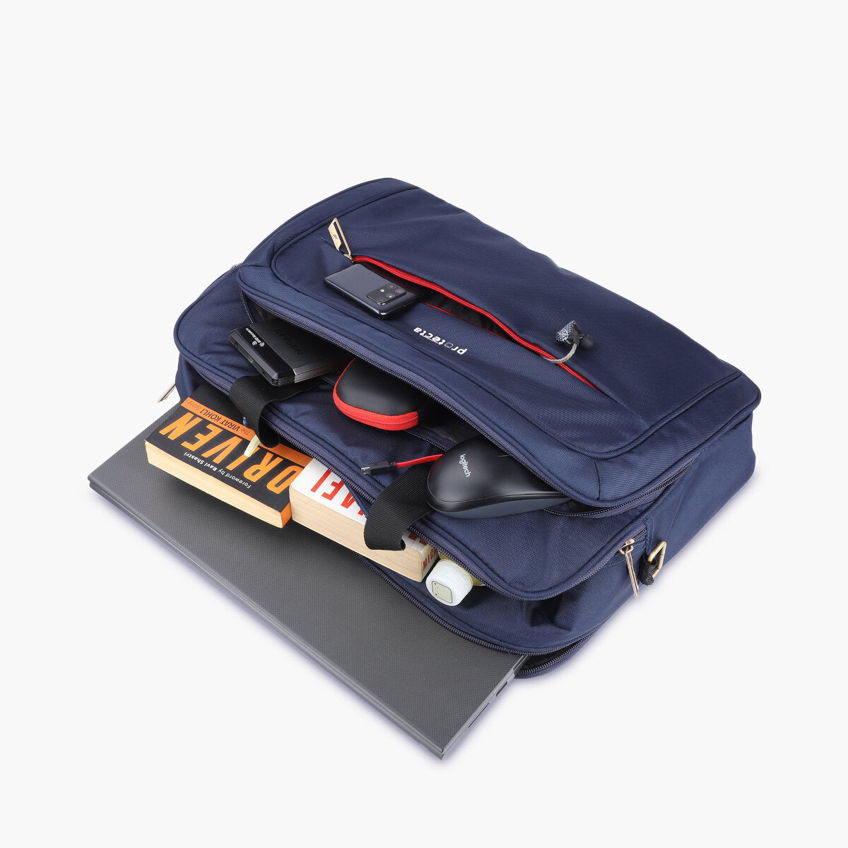 Navy-Red, Protecta Staunch Ally Travel & Offfice Laptop Bag-Main